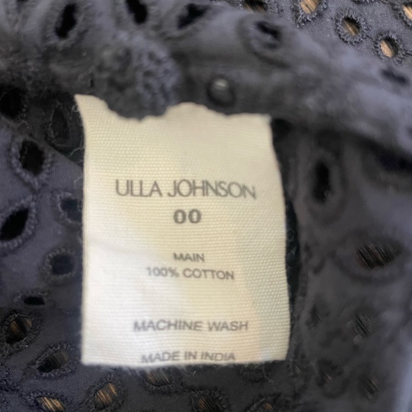 NEW WTA: Ulla Johnson Black Blouse with Puffed Sleeves and Eyelet Detail Size 00 - Picture 10 of 13